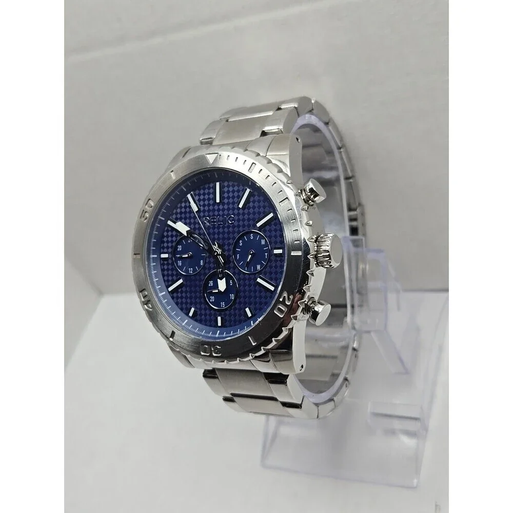 Mens Relic by Fossil Jordan Watch ZR15805 Blue Dial Multifunction New Battery - Picture 2 of 11
